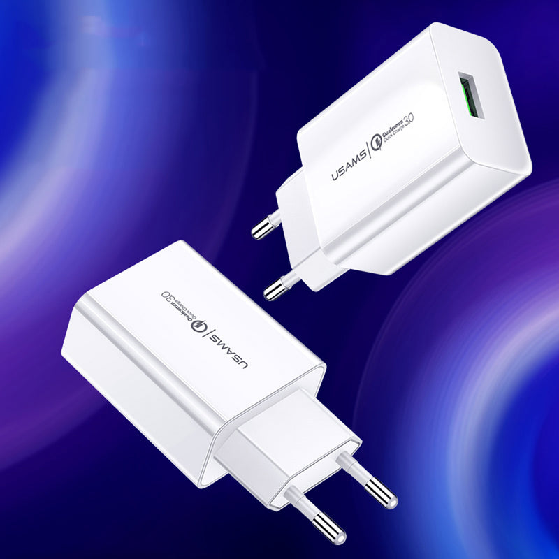 USAMS 18W Quick Charge 3.0 Fast Charging USB Charger For iPhone XS XR 11 Pro Huawei P30 Pro Mate 30 Xiaomi Mi9 9Pro S10+ Note 10