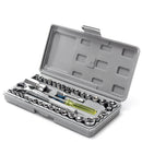 40Pcs 3/8inch And 1/4inch Drive Socket Set Tool Kit Ratchet Wrench Extension Bar For Car Motorcycle