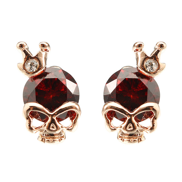 Punk Skull Crown Ear Stud Exquisite Zinc Alloy Rhinestones Earrings for Women