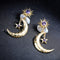 Trendy Sun Moon Star Big Ear Drop Earring Purple Rhinestone Earrings For Women