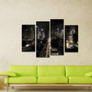 Miico Hand Painted Four Combination Decorative Paintings Dark Night City Street Wall Art For Home Decoration