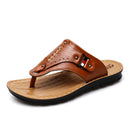 Men Leather Flip Flops Thick Bottom Comfortable Beach Can Be Immersed In Seawater Durable Sandals