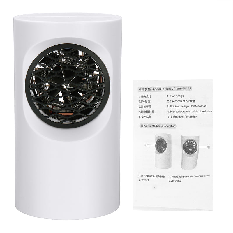 400W Mini Space Fan Heater Portable Electric Quiet Table Furnace Winter Warmer
