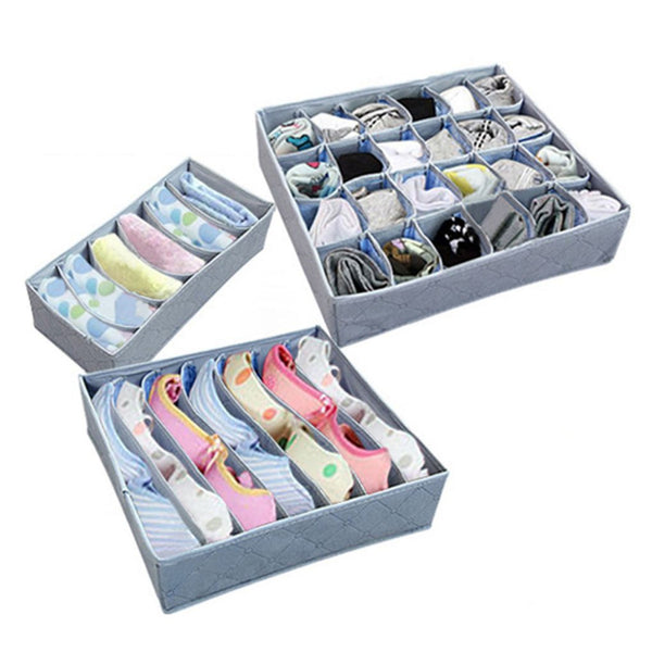 3Pcs/Set Sock Bra Underwear Ties Drawer Closet Organizer Parts Storage Box Fabric Organization