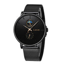 LIGE 9955 Moon Phase Date Display Ladies Wrist Watch Waterproof Full Steel Quartz Watch