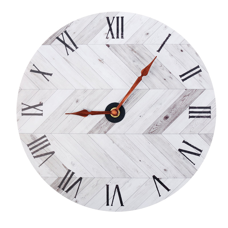 11'' Wood Wall Clock Diameter 28CM with Seamless Hook Round Room Home Bar Decor