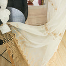 2 Panel White Jacquard Printed Sheer Tulle Curtains Bedroom Living Room Hollow Out Window Screening