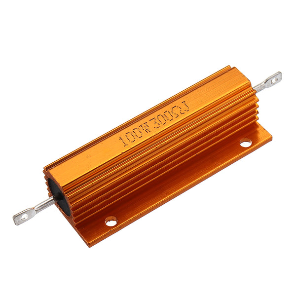 10pcs RX24 100W 300R 300RJ Metal Aluminum Case High Power Resistor Golden Metal Shell Case Heatsink Resistance Resistor