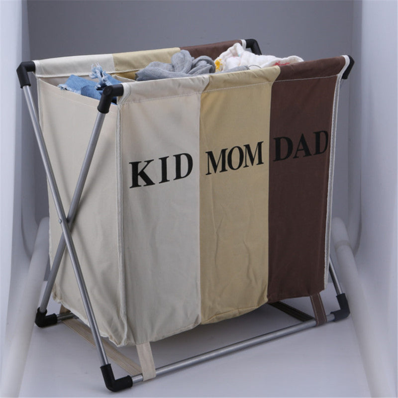 X-shape Foldable Dirty Laundry Baskets Organizer Collapsible 3 Grids Dirty Clothes Storage Waterproof Large Laundry Hamper