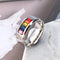 Trendy Stainless Steel Finger Ring Rainbow Rhinestone Ring Wholesale for Men