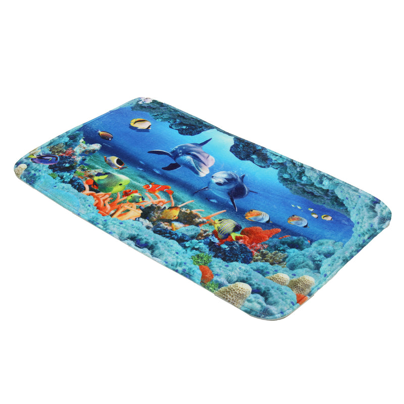 An Ocean Dolphin Bathroom Carpet Set Pedestal Rug Lid Toilet Cover Bath Mat Set