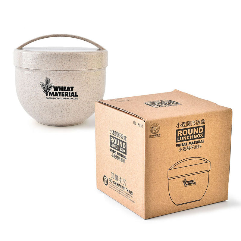 Honana 800mL Round Wheat Fiber Lunch Box Portable Eco Friendly Healthy Food Container Tote