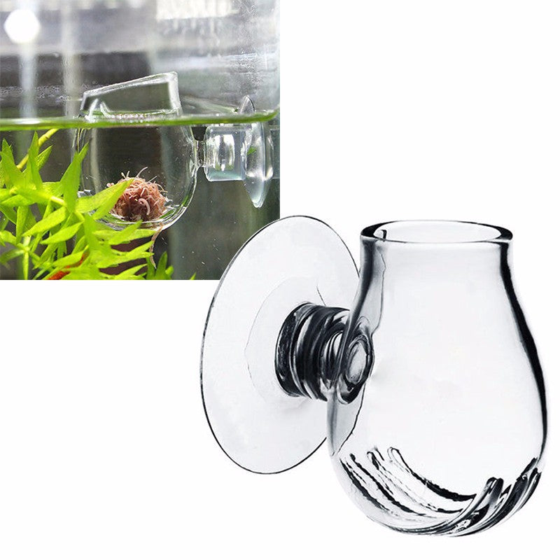Aquarium Fish Tank Aquatic Plant Clear Glass Cup Holder + Sucker