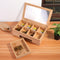 Wooden Tea Coffee Box 8 Section Compartments Glass Lid Multi Storage Spice Chest Kitchen Storage Container