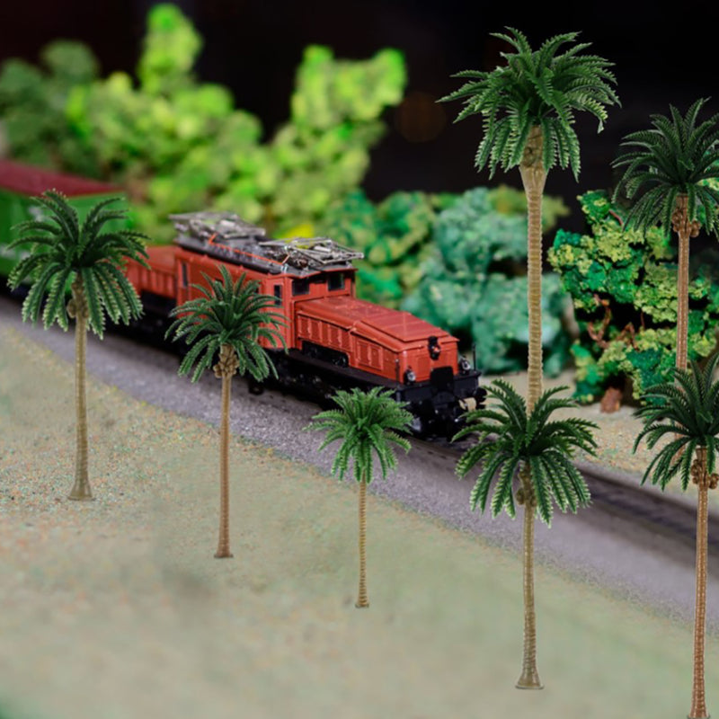 20pcs Plastic Palm Tree Model Train Green Brown Landscape Layout Scale Decorations 16cm 6.3