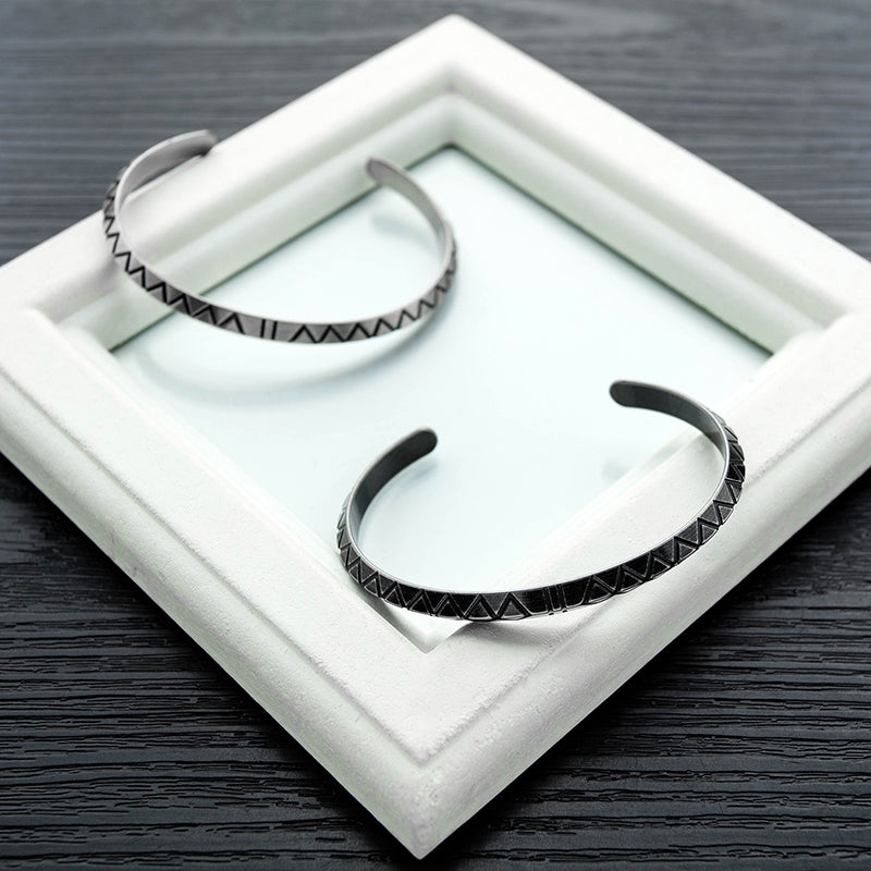 Titanium Steel Stainless Steel Rhomboid Open Male Bracelet