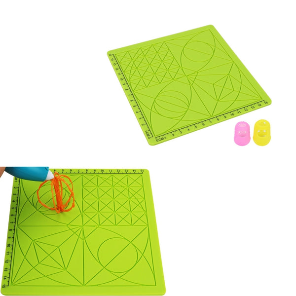 C-Type 3D Printing Pen Silicone Design Mat + 2pcs Insulation Silicone Finger Caps
