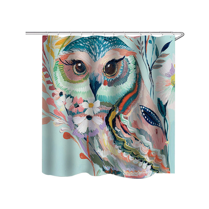 Owl Printed Shower Curtain Non-Slip Rug Three Set Bath Products Bathroom Decor