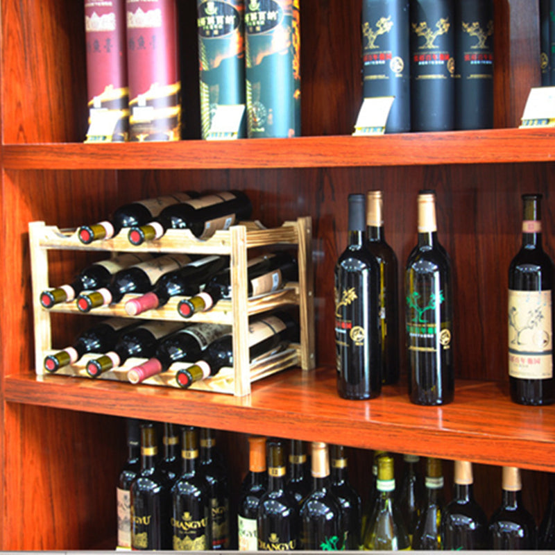Wooden Rack 12 Bottles Storage Shelf Home Bar Cabinet Decorations