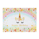 3x5FT 5x7FT Vinyl Gold Unicorn Happy Birthday Photography Backdrop Background Studio Prop