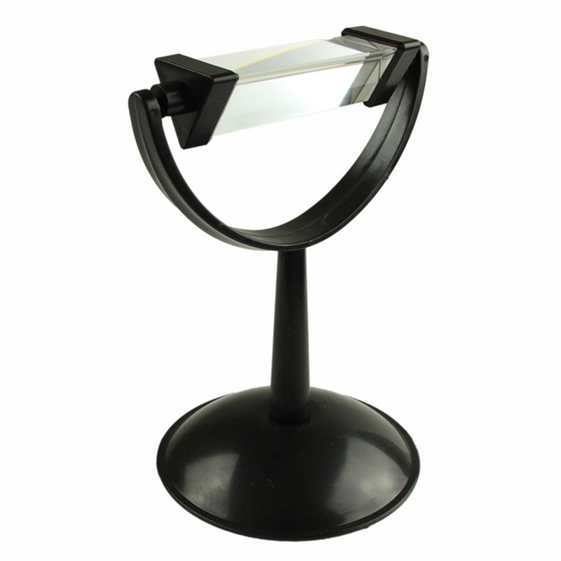 8cm Optical Glass Triangular Triple Prism Physics Teaching Light Spectrum with Stand