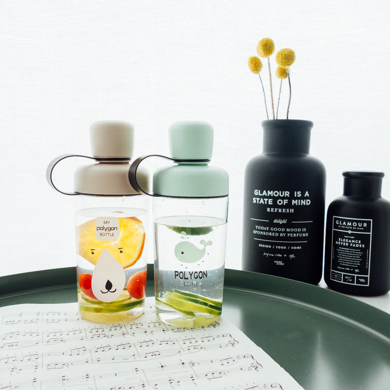 Cartoon Portable Cup Students Water Cup Plastic Cup Cute Design Water Bottle