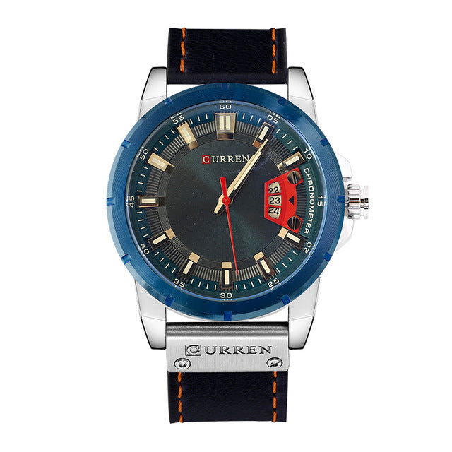 CURREN 8284 Casual Style Chronometer Quartz Watches Calendar Leather Strap Men Watch