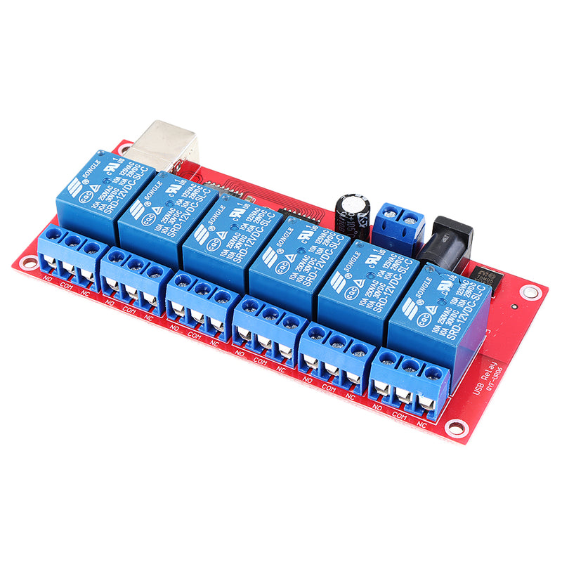 6 Channel 12V HID Driverless USB Relay USB Control Switch Computer Control Switch PC Intelligent Control Relay Module