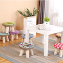 Solid Wooden Round Stool Mini Chair for Home Living Room Bedroom with Removeable Cover