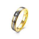 Heart Gold Crystal Stainless Steel Finger Ring Women Men Jewelry For Wedding Date Gift