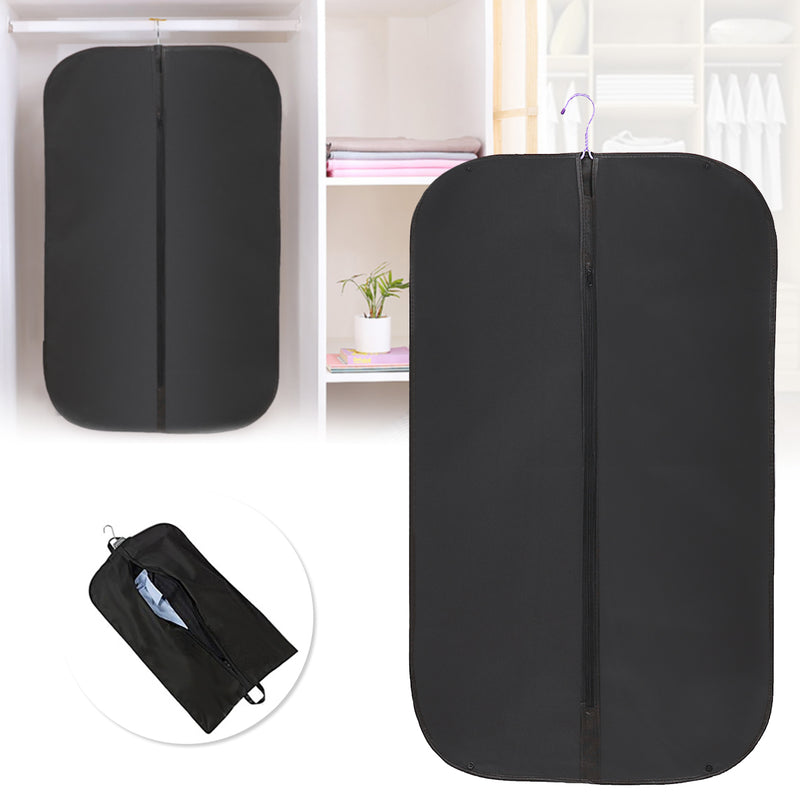 Black Suit Dress Coat Garment Storage Travel Carrier Bag Cover Hanger Protector Clothes Cover