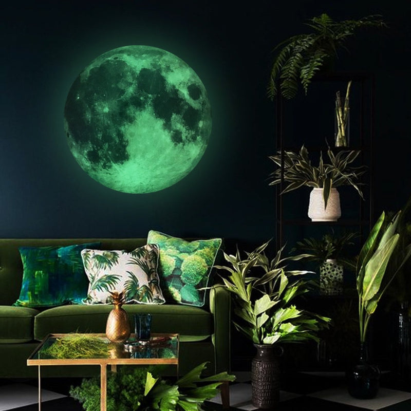 30cm Luminous Glow in the Dark Moon Wall Sticker Home Art Decor Kids Room Decal
