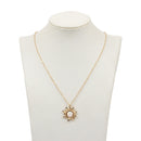 Fashion Silver Gold Sun Flower Pendant Necklace Opal Chain Statement Necklace for Women