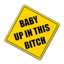 4x4 Inch Yellow Warning Baby In Car Vinyl Decal Funny Sign Stickers Auto Reflective Graphic