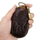 Car Remote Keychain Holder Case Bag Cowhide Leather Crocodile Claw Zipped Purse