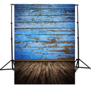 3X5FT Retro Wood Floor Blue Board Studio Photo Photography Background Backdrop