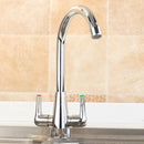 Chrome Modern Kitchen Sink Basin Faucet Twin Lever Rotation Spout Cold and Hot Water Mixer Tap