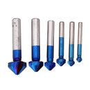 Drillpro 6Pcs 3 Flutes HSS Blue Nano Chamfering End Mill 90 Degree Chamfer Cutter Countersink Drill Bit