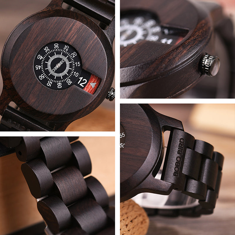 BOBO BIRD R26 Unique Design Men Wrist Watch Wooden Quartz Watch