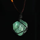 DIY Natural Fluorite Octahedron Pendant Rough Crystal Specimen Necklace Healing Decorations
