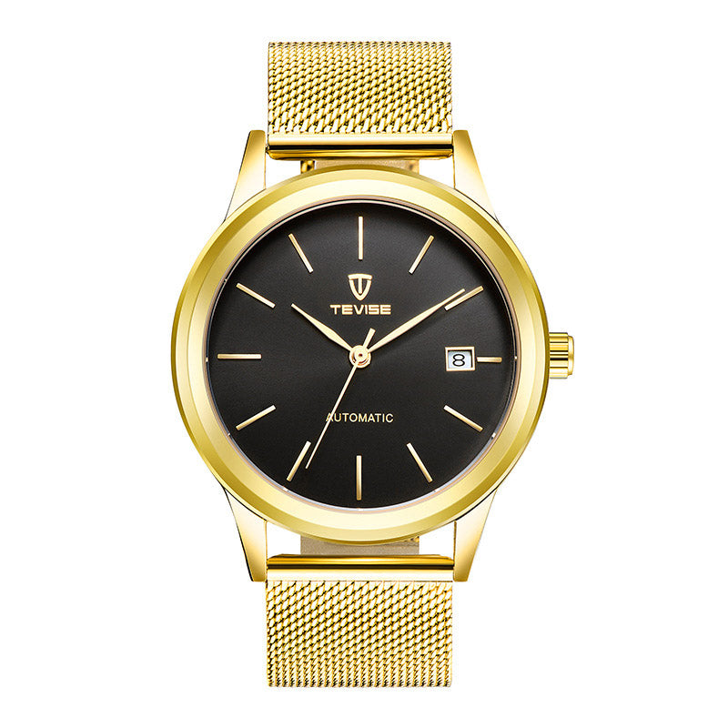TEVISE 9017 Date Display Automatic Mechanical Watch Full Steel Mesh Stainless Steel Men Watch