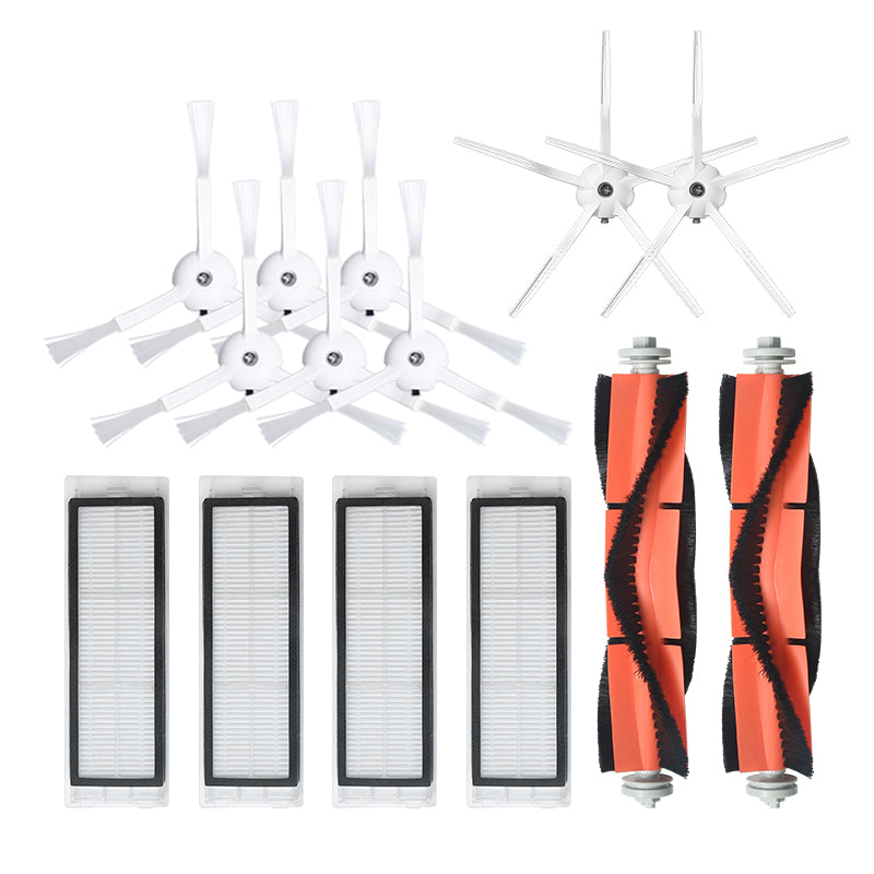 14pcs Replacements for XIAOMI Roborock S6 S5 E35 E2 Vacuum Cleaner Parts Accessories 2*5 Arm Side Brushes 6*3 Arm Side Brushes 4*Filters 2*Roll Brush