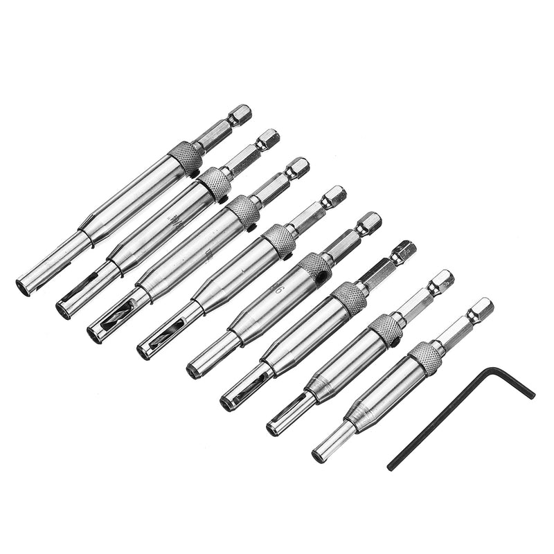 8pcs Self Centering Hinge Hardware Drill Bit Set Pilot Hole Guides Door Window Hinges Set