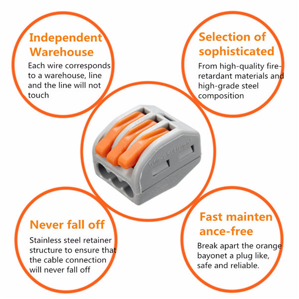 Excellway ET25 2/3/5 Pins Spring Terminal Block 5Pcs Electric Cable Wire Connector