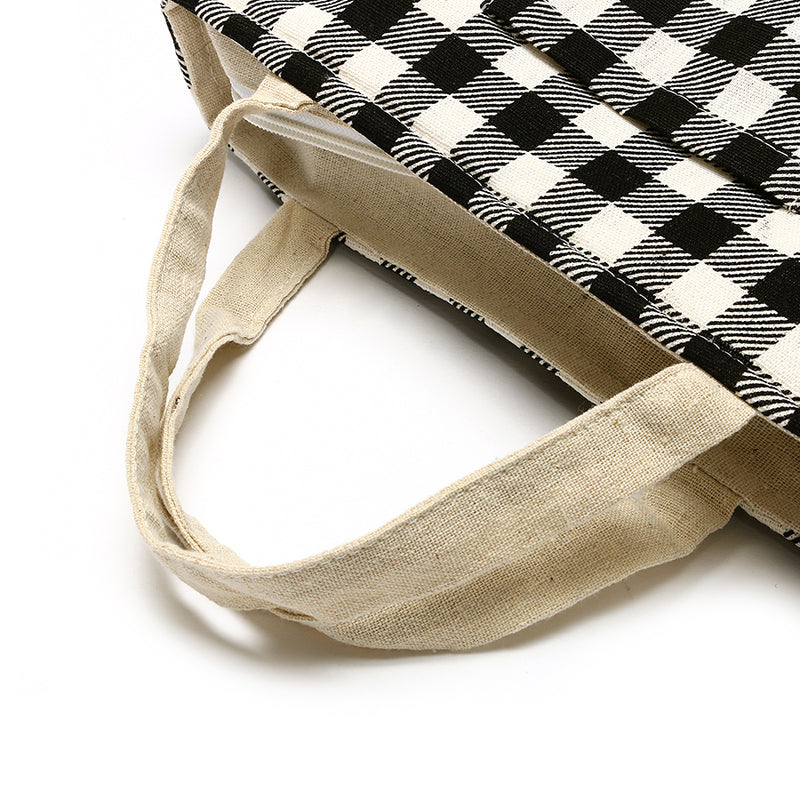 KCASA KC-BCH04 Cotton Linen Zipper Insulated Cooler Lunch Tote Bag Lady Handbag Food Organizer