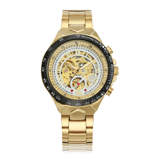 WINNER Fashion Shining Roman Numerals Mechanical Watch Luxury Golden Men Automatic Watch