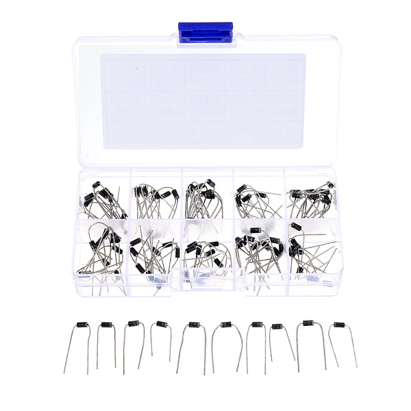 300pcs 10 Values Rectifier Diode Assorted Kit 1N4001 1N4002 1N4003 1N4004 1N4005 1N4006 1N4007 1N5817 1N5818 1N5819 With Box