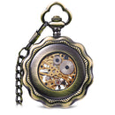 JIJIA JX013 Six Petals Hollow Alloy Chic Mechanical Pocket Watch