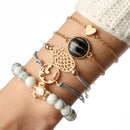 5 Pcs Bohemian Beaded Simple Bracelet Set Turtle Pineapple Map Heart Bracelet For Women