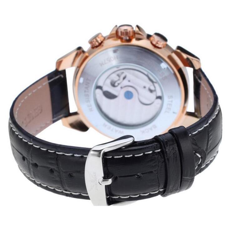 JARAGAR F120504 Fashion Automatic Mechanical Watch Date Display Leather Strap Men Wrist Watch